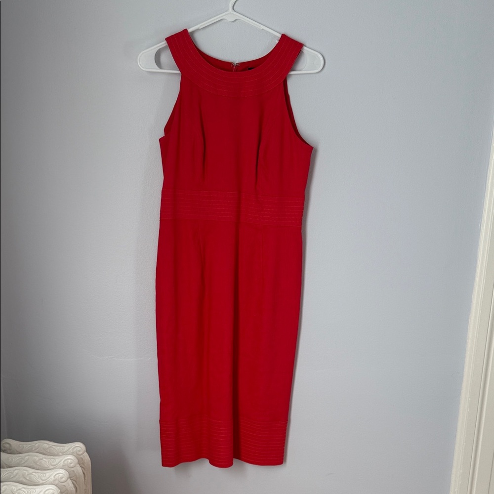 Adrianna Papell Vibrant Red Midi Dress